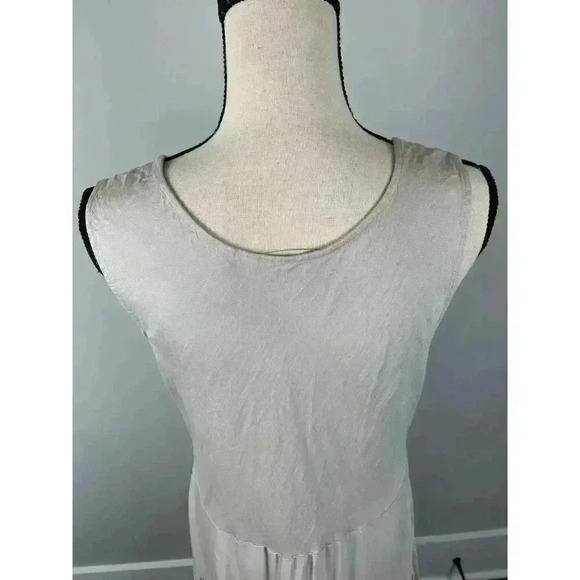 Soft Surroundings Tiered Linen Blend Maxi Dress Size 10 Sleeveless Beige Long - Picture 7 of 12